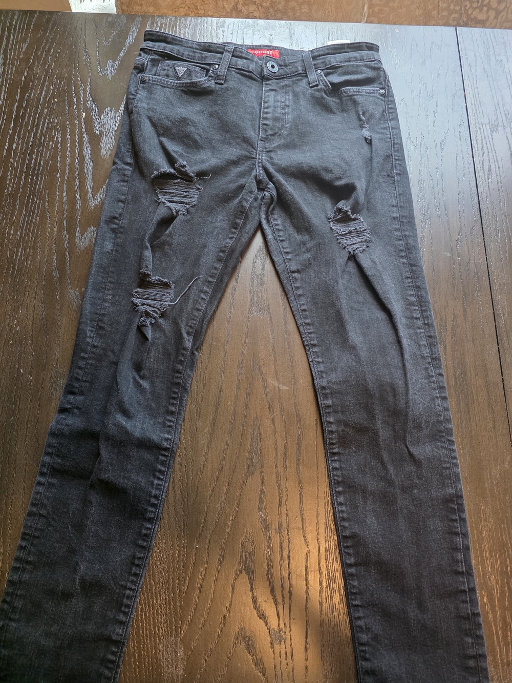 Guess Men's Black Distressed Skinny Jeans